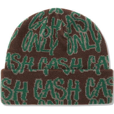 Cash Only Scratch Beanie Brown