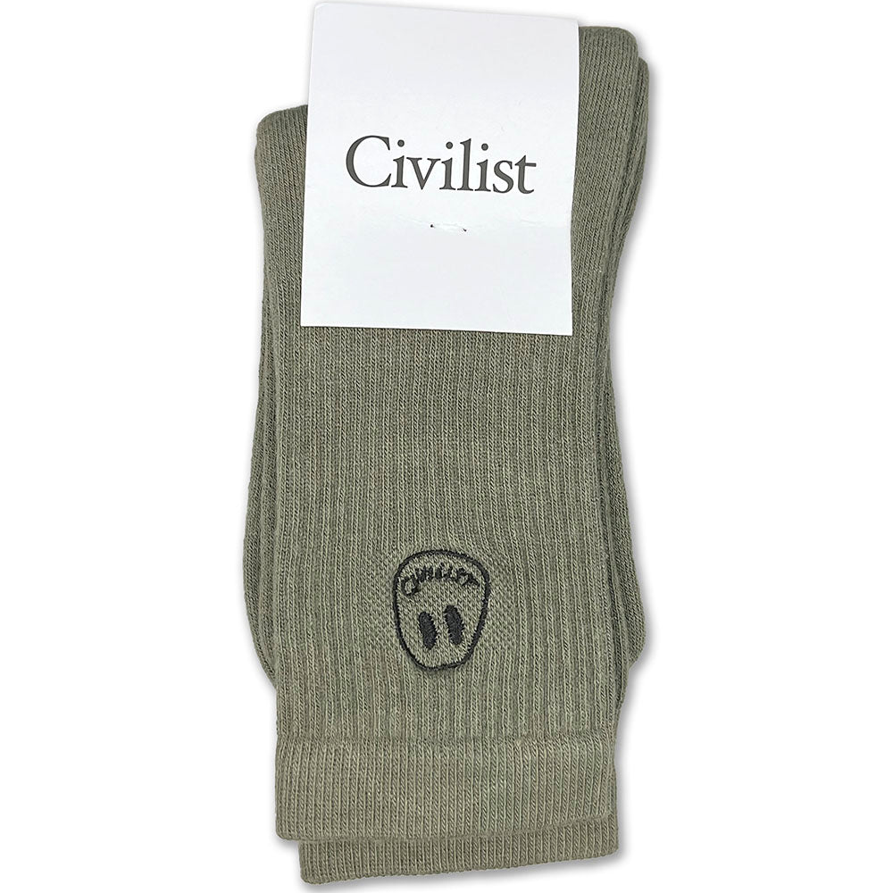 Civilist Mono Smiler Socks Olive