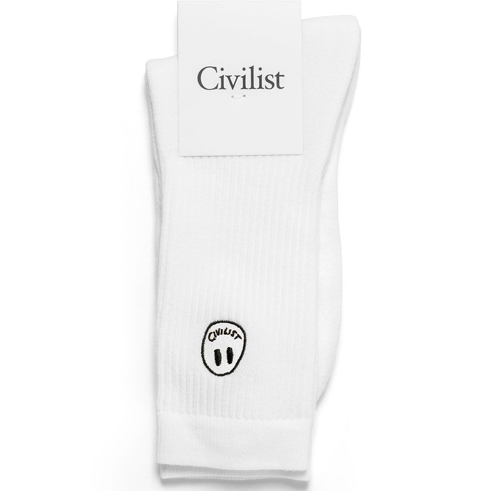 Civilist Mono Smiler Socks White