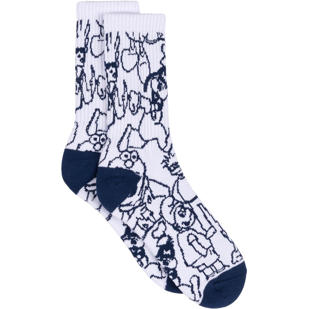 Classic Grip Confused Character Socks White