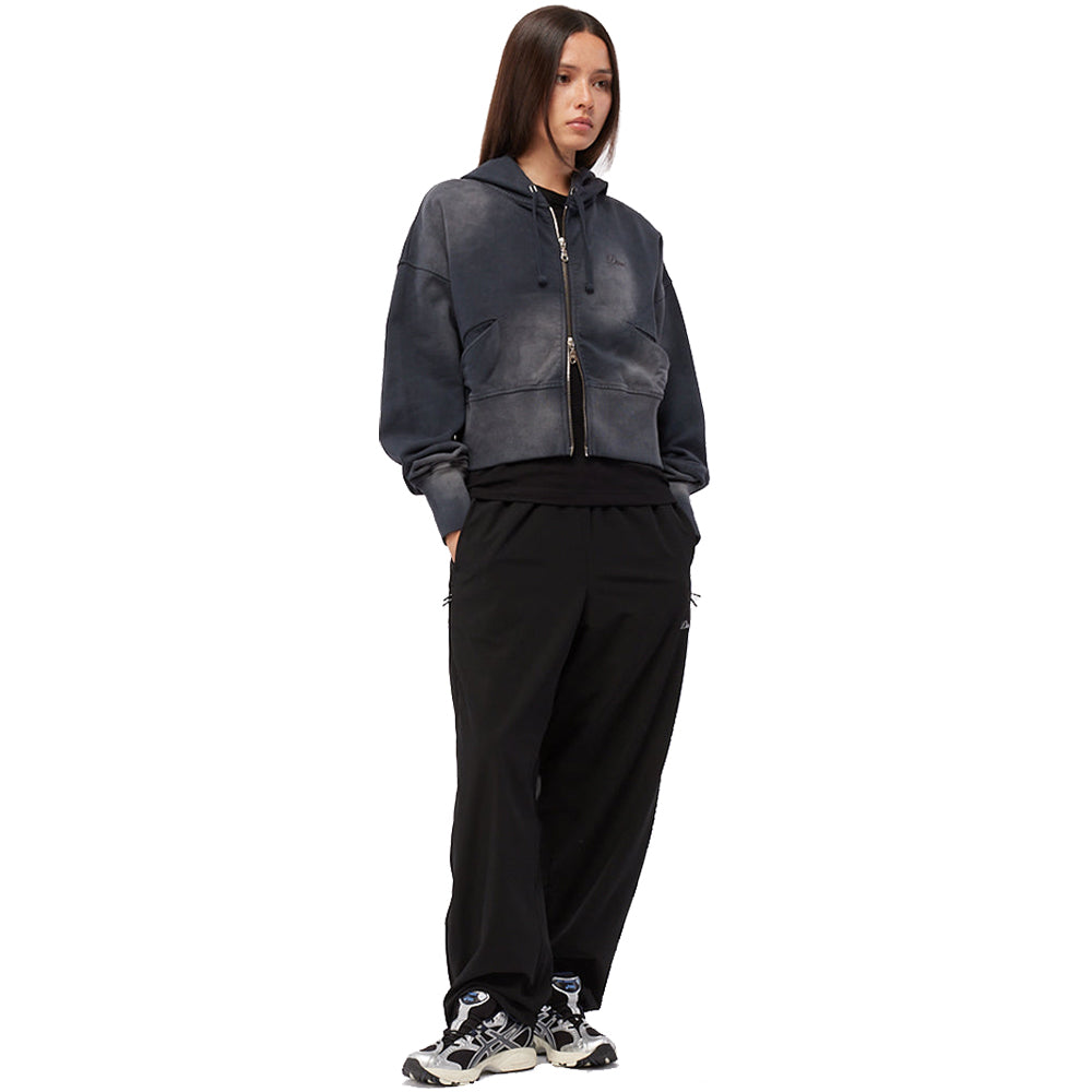 Dime MTL Cropped Zip Hoodie Black Washed