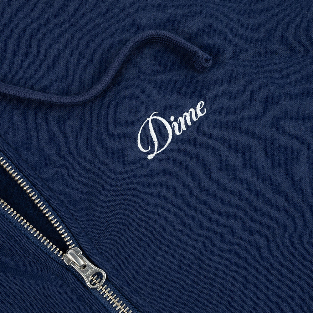 Dime MTL Cursive Small Logo Zip Hoodie Navy