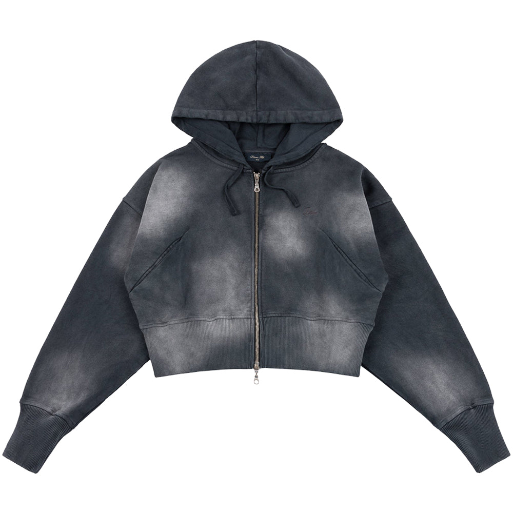Dime MTL Cropped Zip Hoodie Black Washed