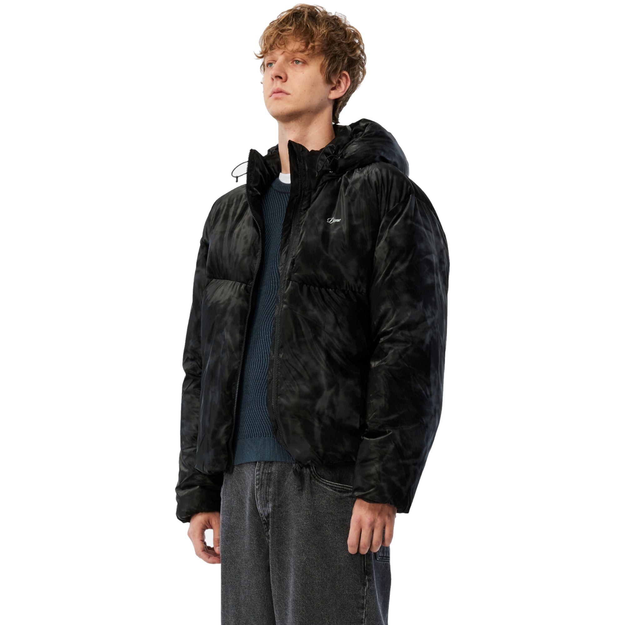Dime MTL Wavy Puffer Jacket Smoke Black