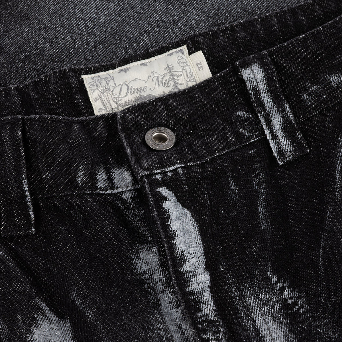 Dime MTL Baggy Denim Pants Black (White Paint)
