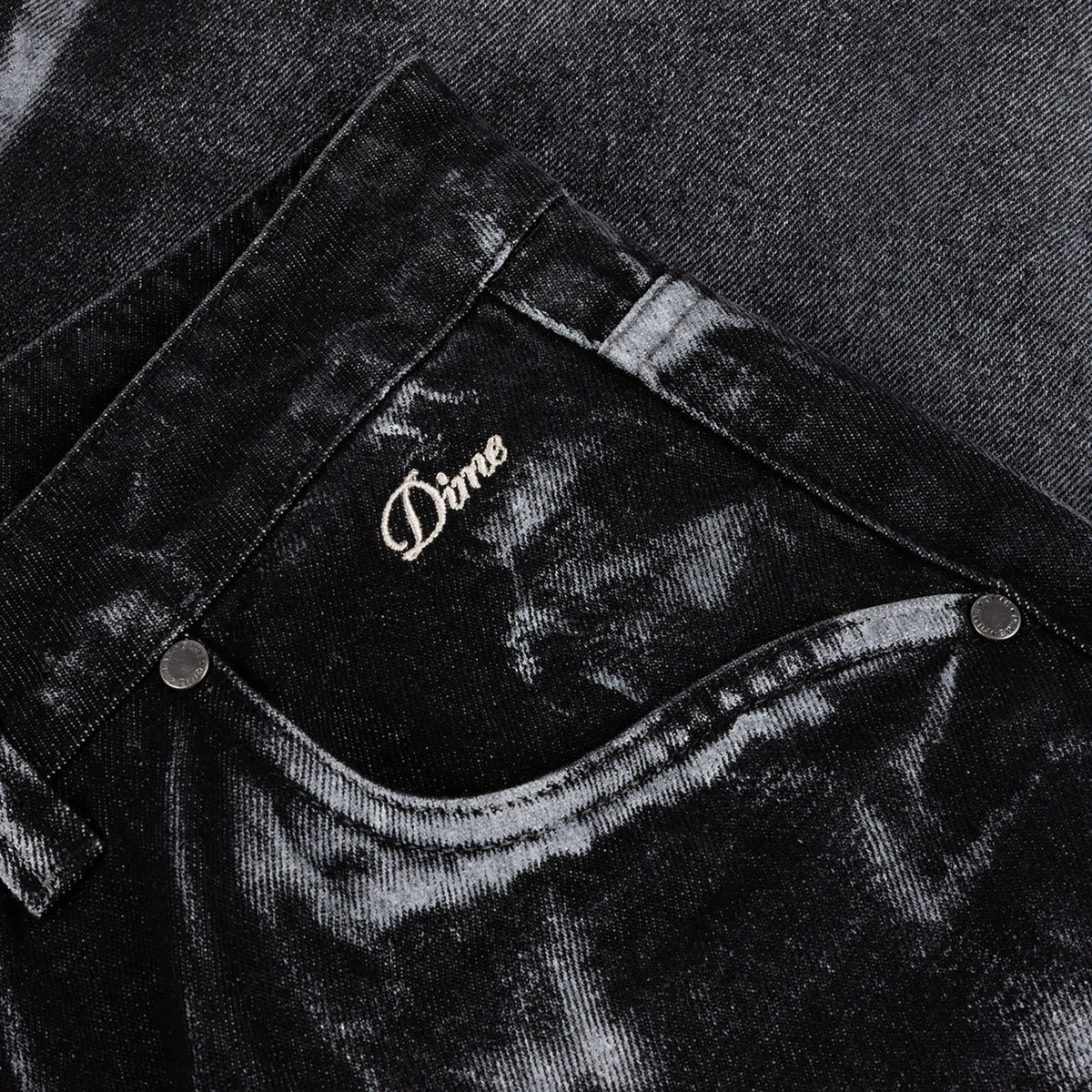 Dime MTL Baggy Denim Pants Black (White Paint)
