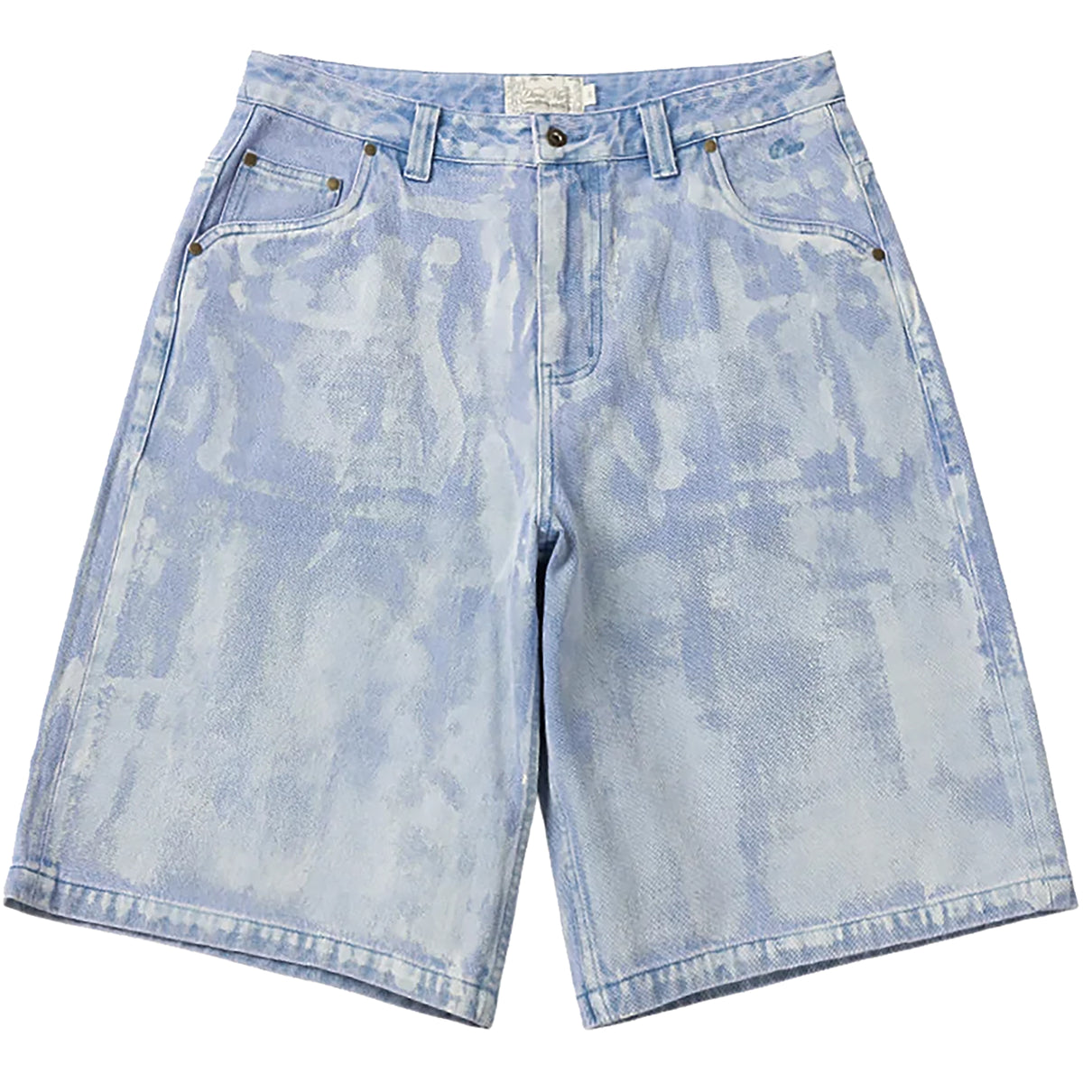 Dime MTL Baggy Denim Shorts Blue Washed (White Paint)