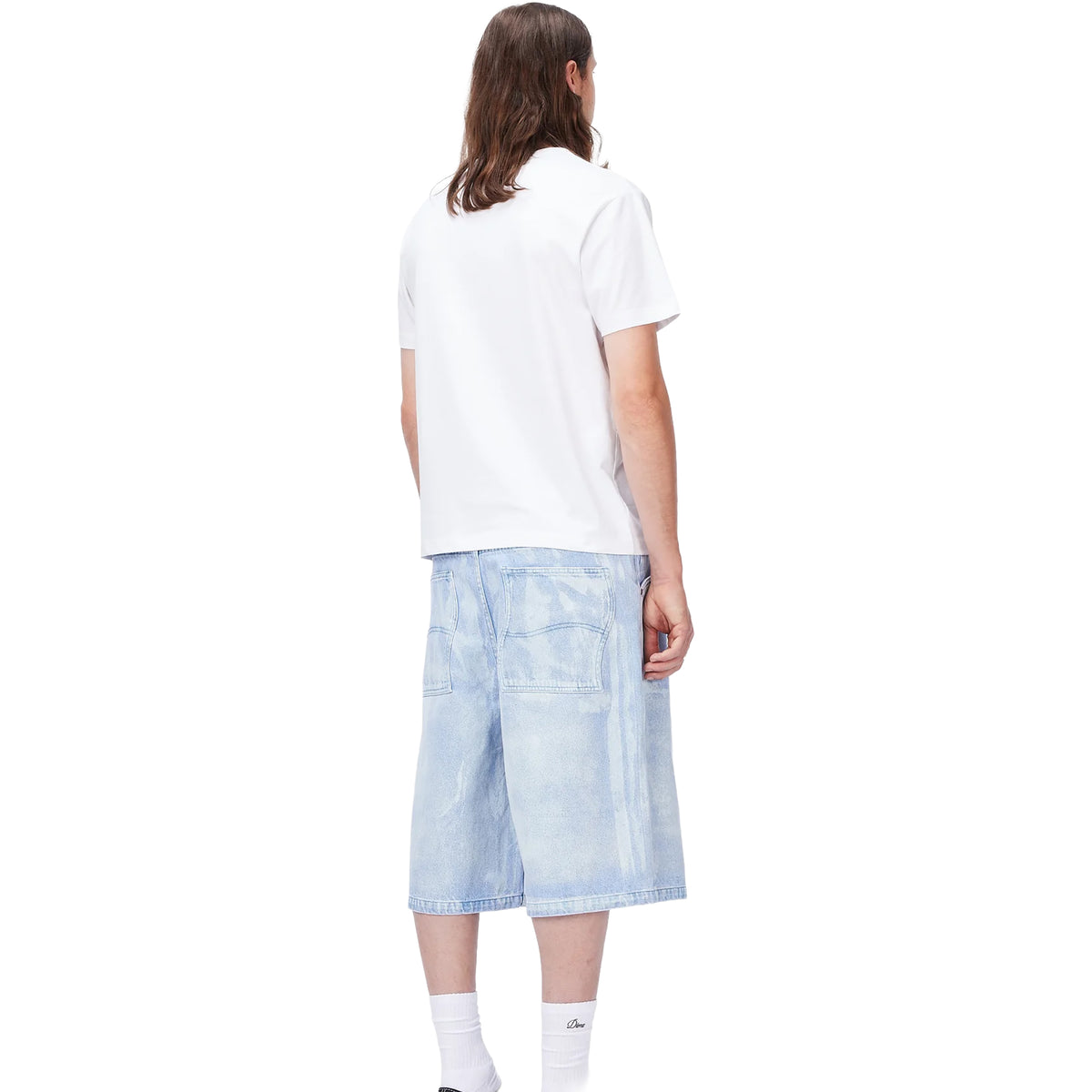 Dime MTL Baggy Denim Shorts Blue Washed (White Paint)