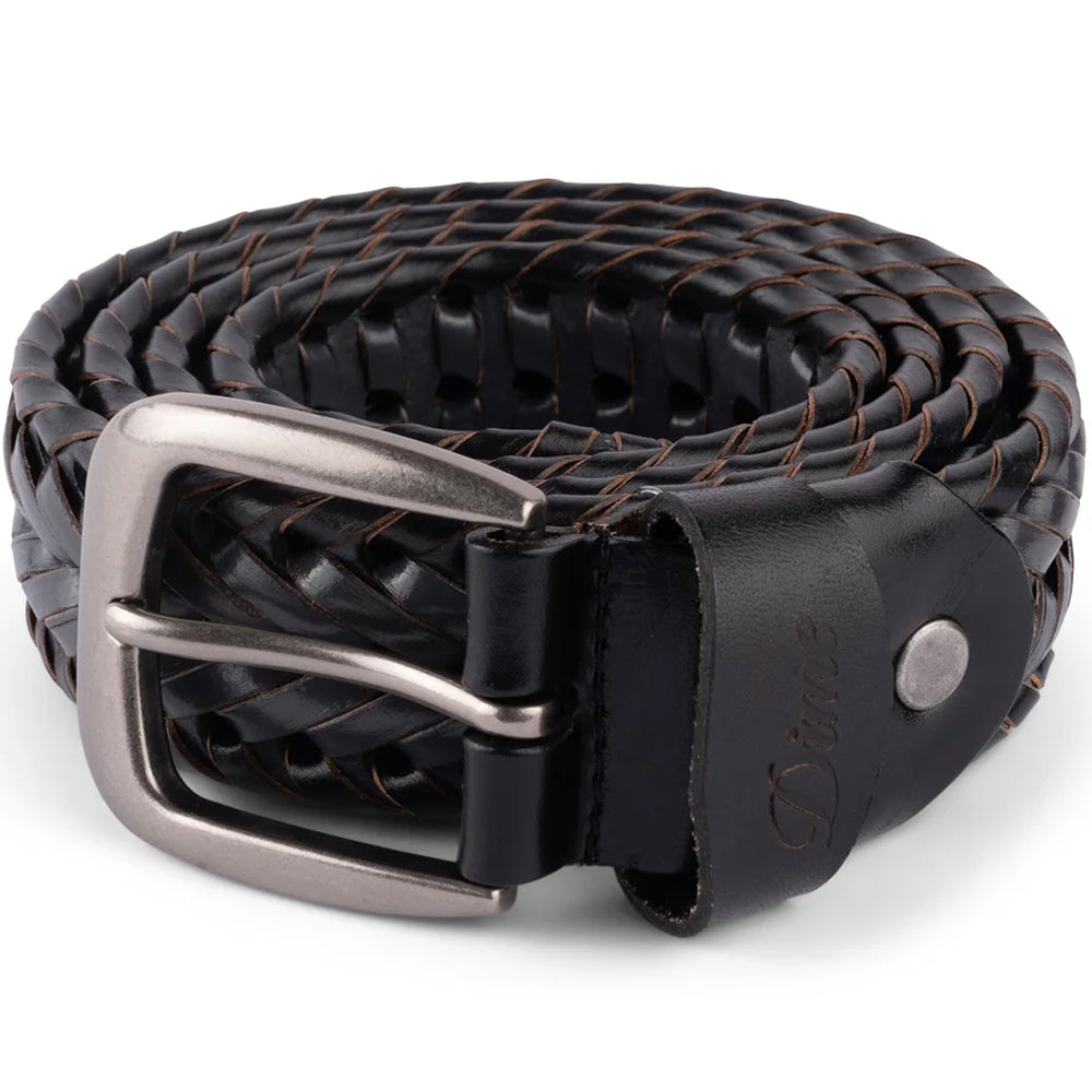 Dime MTL Braided Leather Belt Black/Charcoal