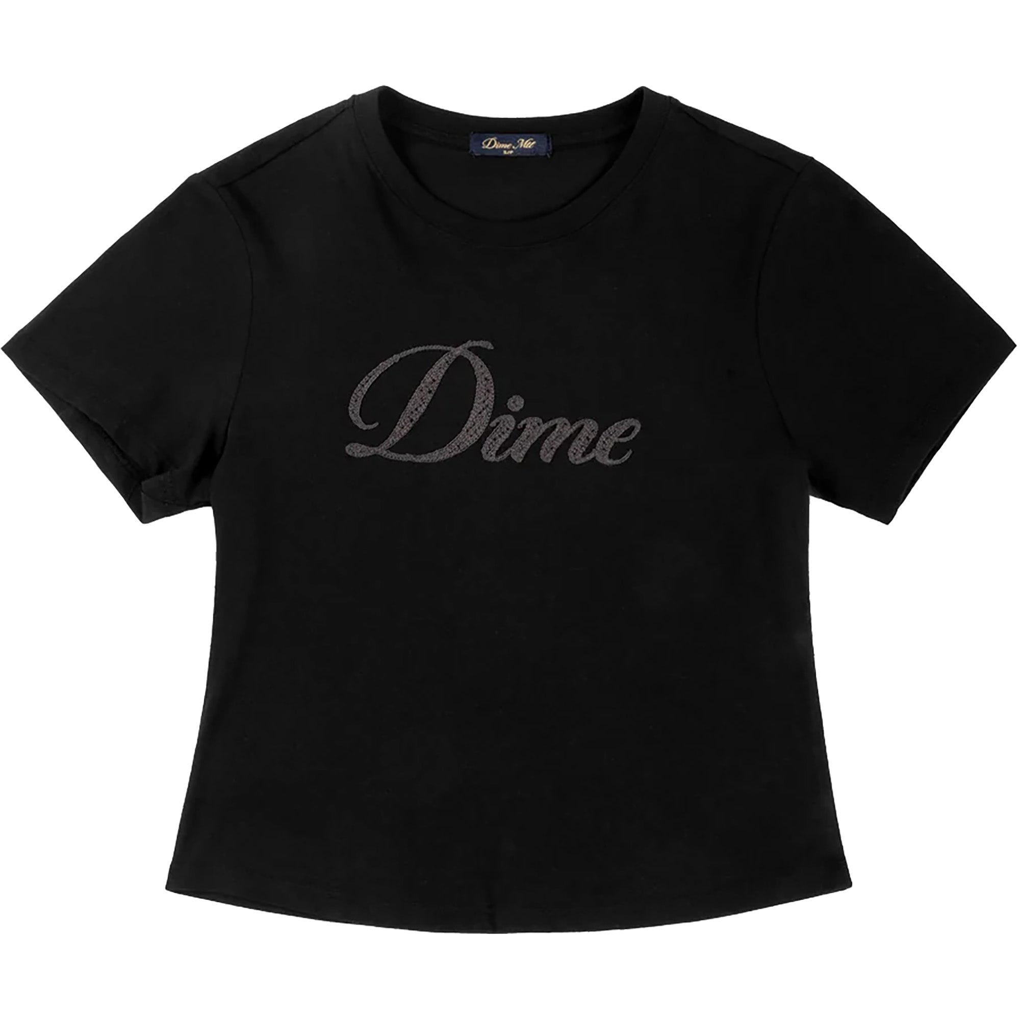 Dime MTL Cursive Crochet Tee Black