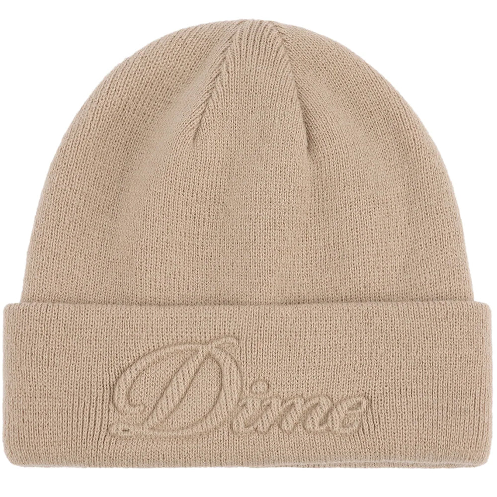 Dime MTL Cursive Fold Beanie Tan