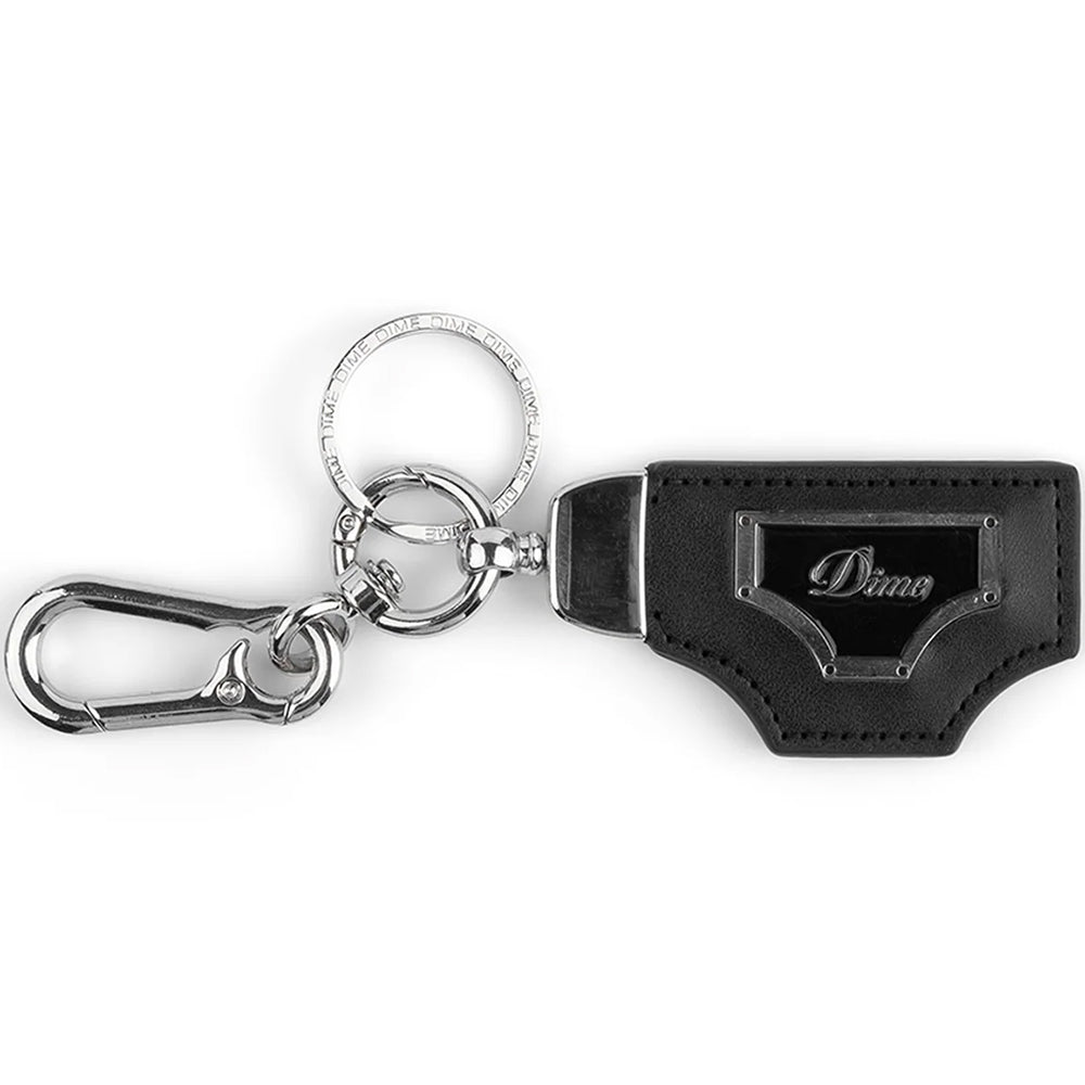 Dime MTL Cursive Leather Keychain Black/Silver