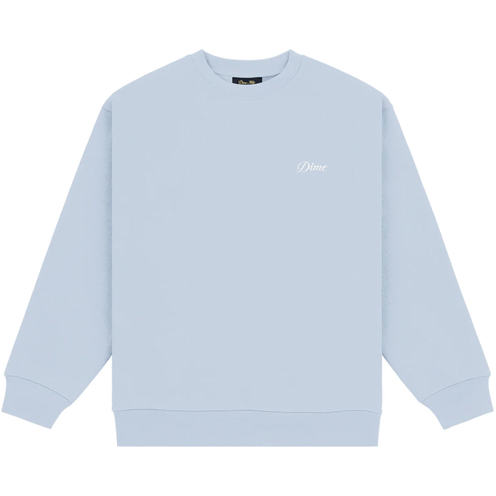 Dime MTL Cursive Small Logo Crewneck Blue Fog