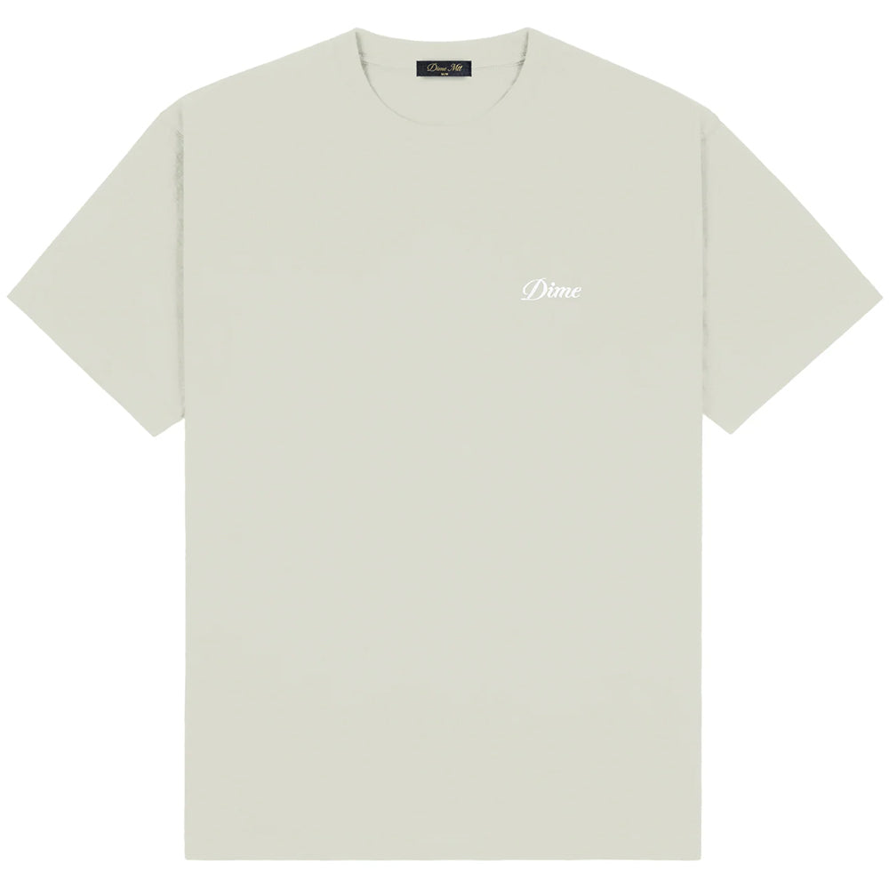 Dime MTL Cursive Small Logo T-Shirt Charcoal Moss