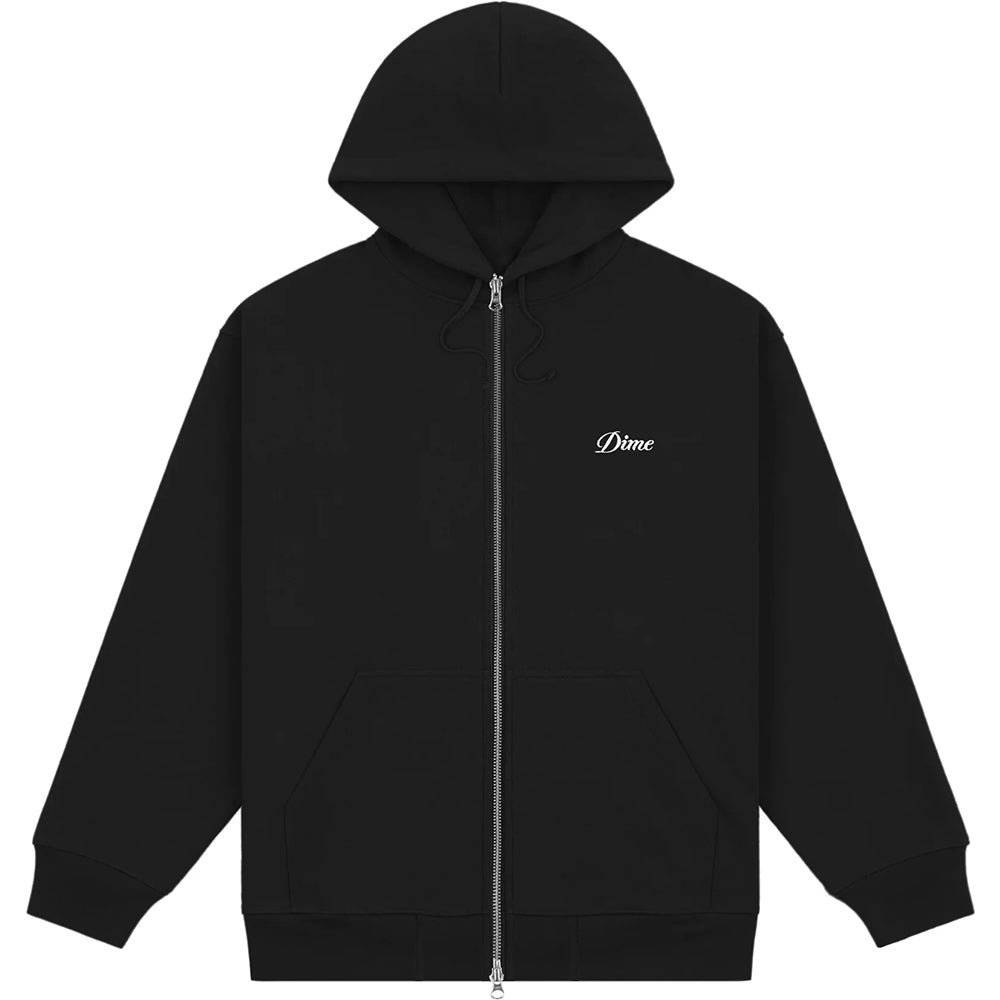 Dime MTL Cursive Small Logo Zip Hoodie Black/White