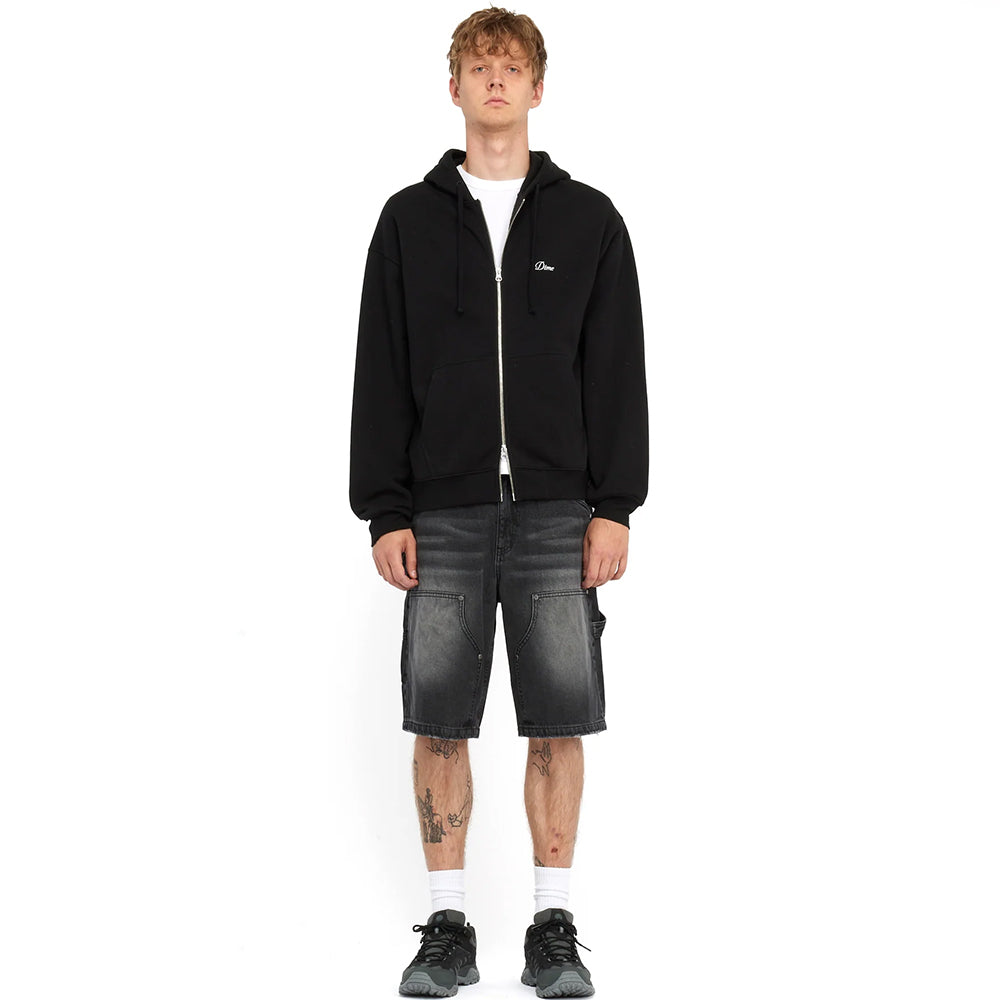 Dime MTL Cursive Small Logo Zip Hoodie Black/White