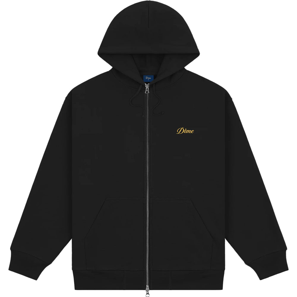 Dime MTL Cursive Small Logo Zip Hoodie Black