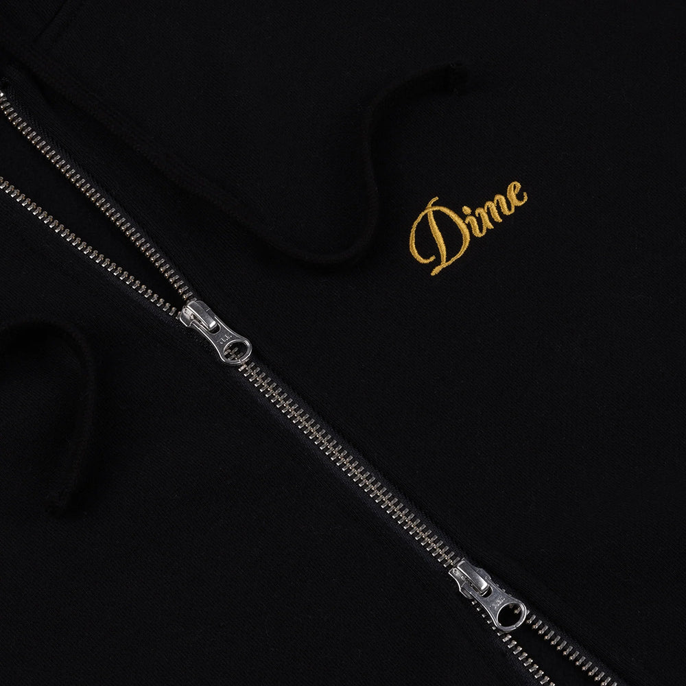 Dime MTL Cursive Small Logo Zip Hoodie Black