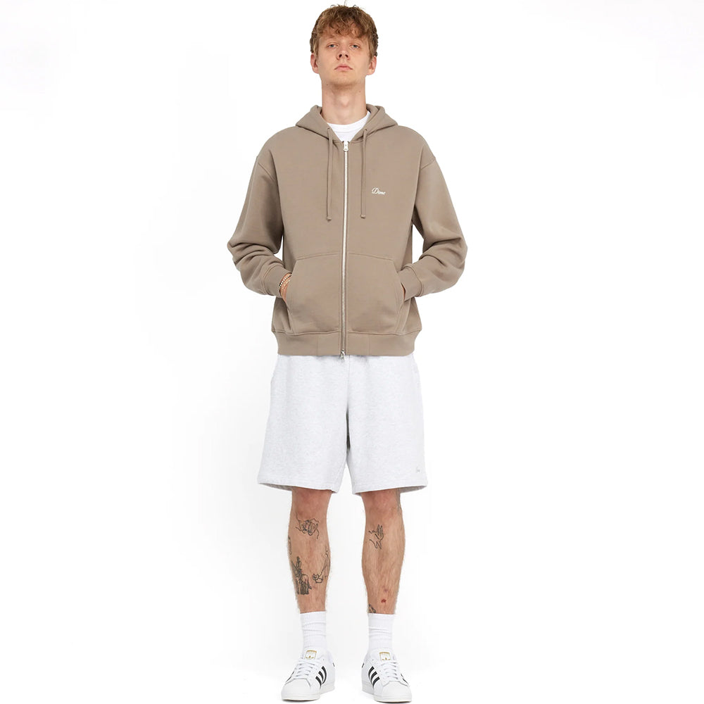 Dime MTL Cursive Small Logo Zip Hoodie Driftwood