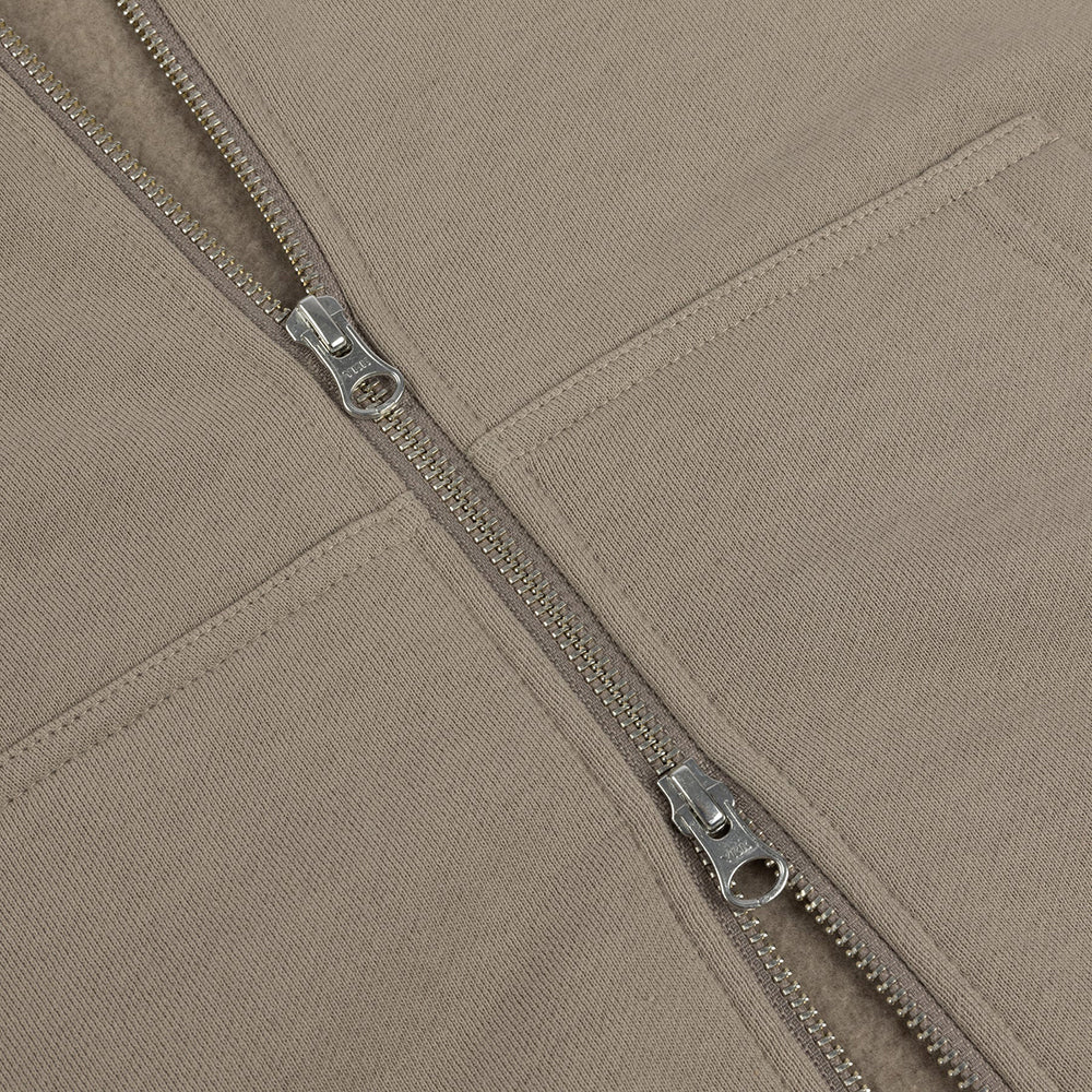 Dime MTL Cursive Small Logo Zip Hoodie Driftwood