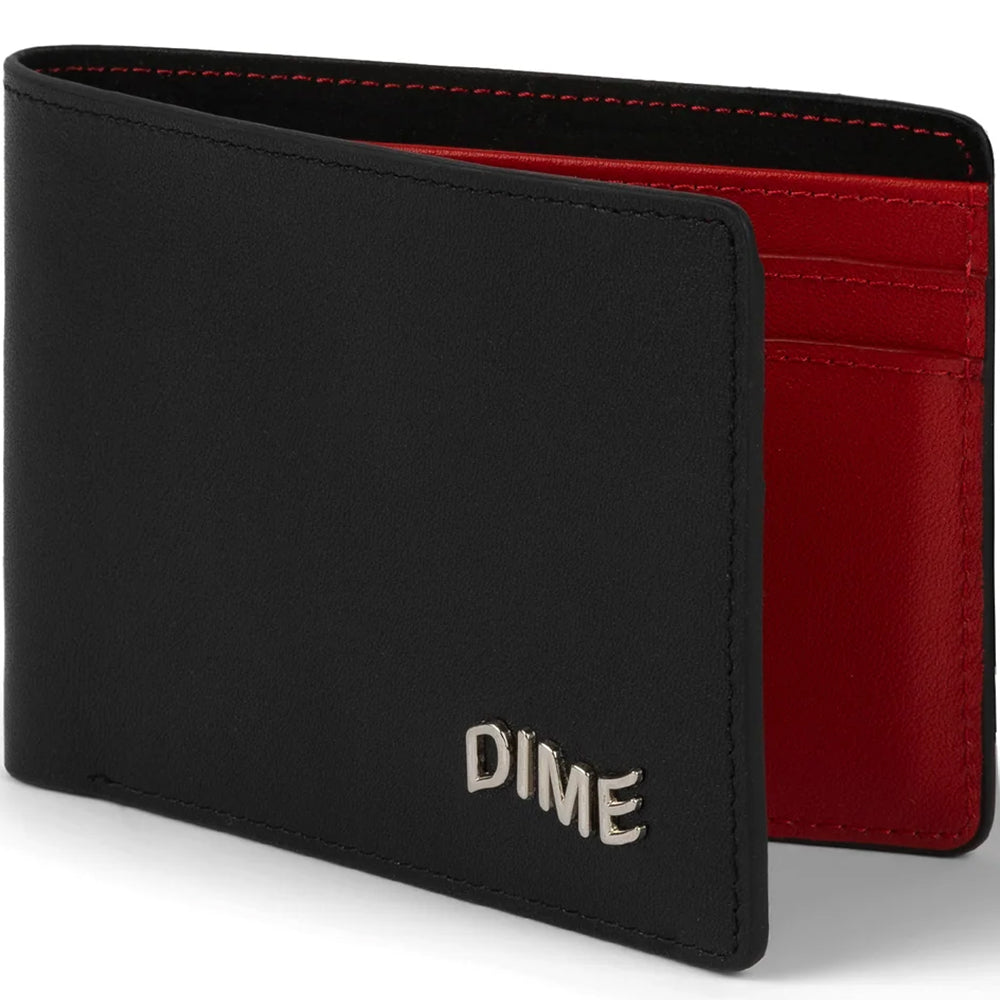 Dime MTL Leather Bifold Wallet Black/Cherry