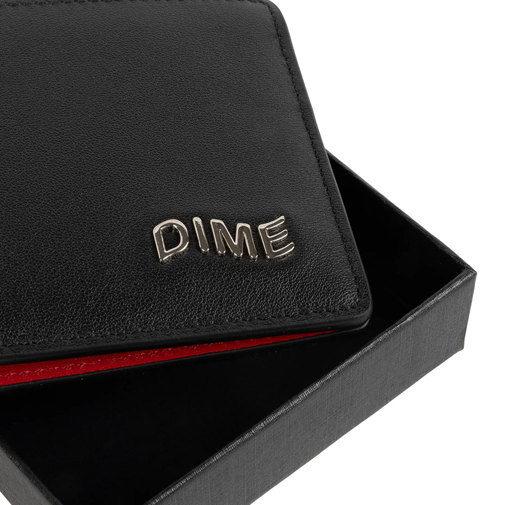 Dime MTL Leather Bifold Wallet Black/Cherry