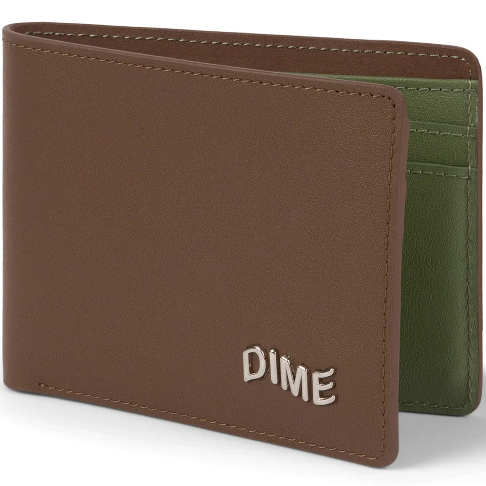 Dime MTL Leather Bifold Wallet Brown/Olive
