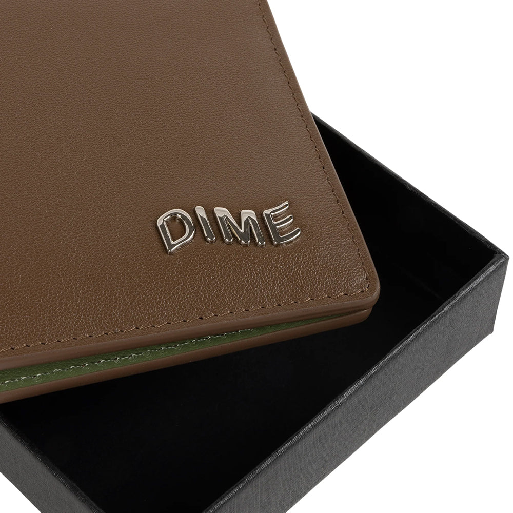 Dime MTL Leather Bifold Wallet Brown/Olive