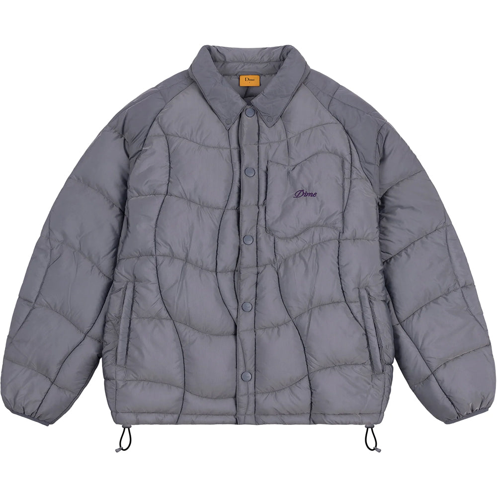 Dime MTL Midweight Wave Puffer Jacket Silver Gray