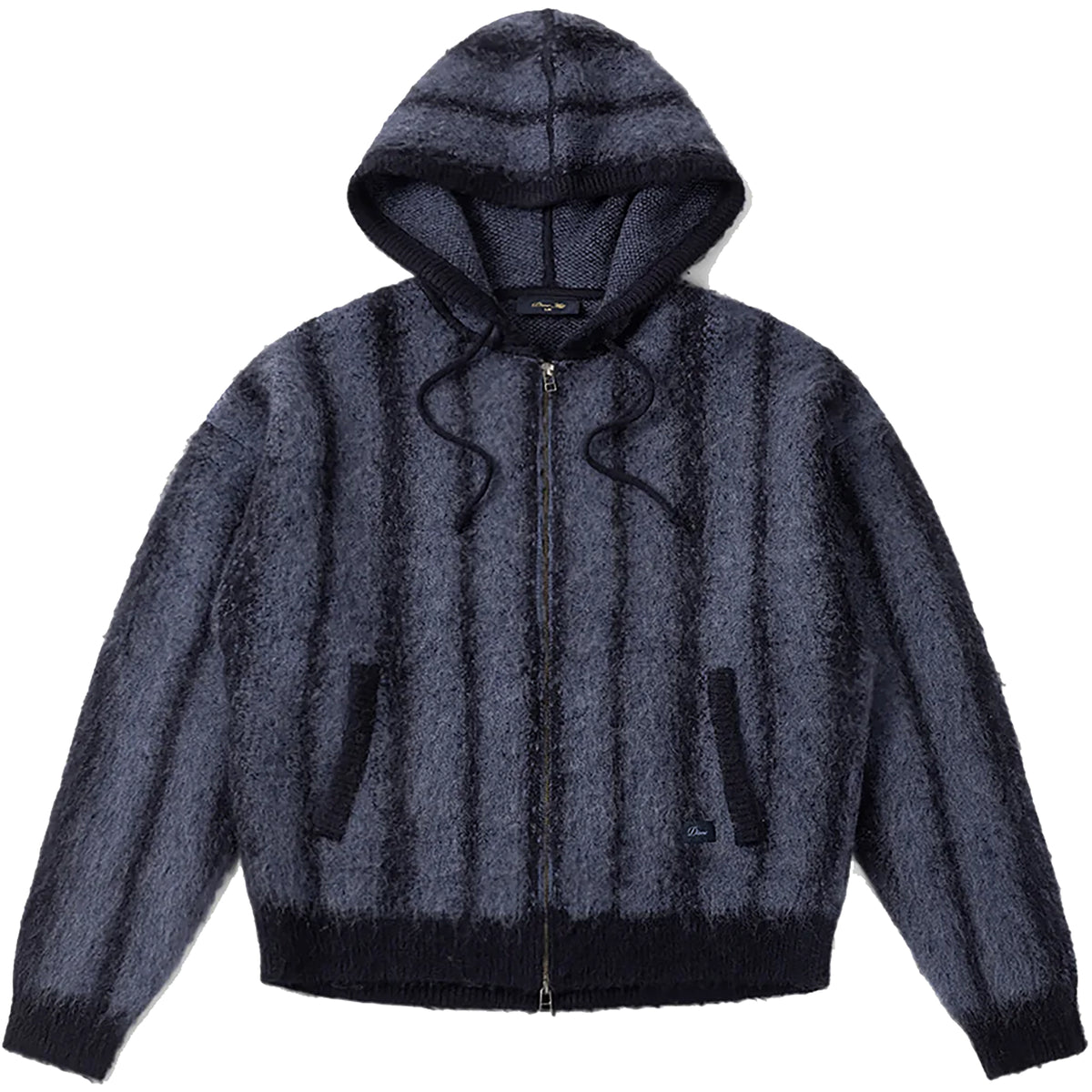 Dime MTL Mohair Striped Zip Hoodie Blue