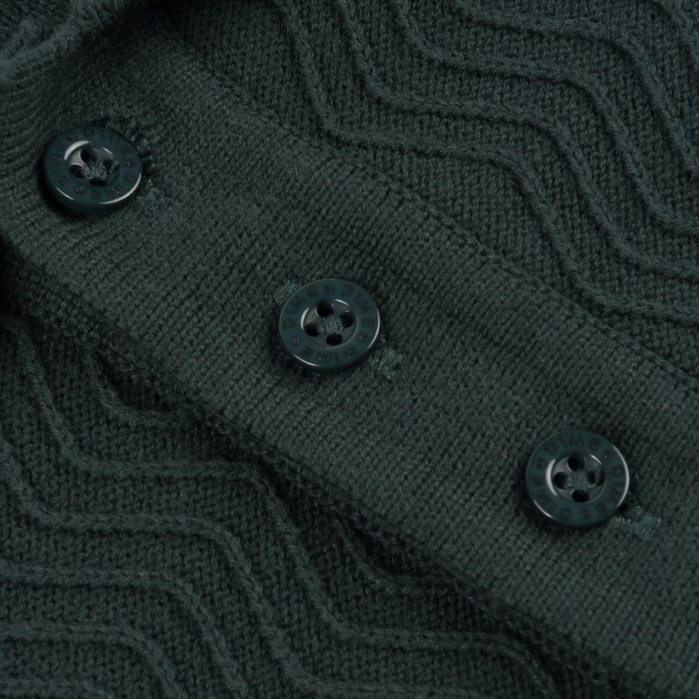 Dime MTL Wave Cable Knit Polo Forest