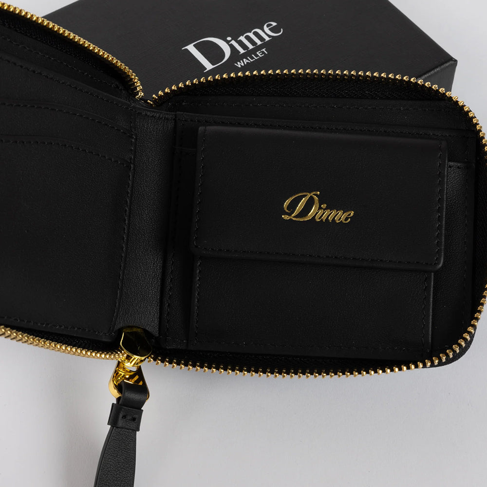 Dime MTL Cursive Zip Wallet Black