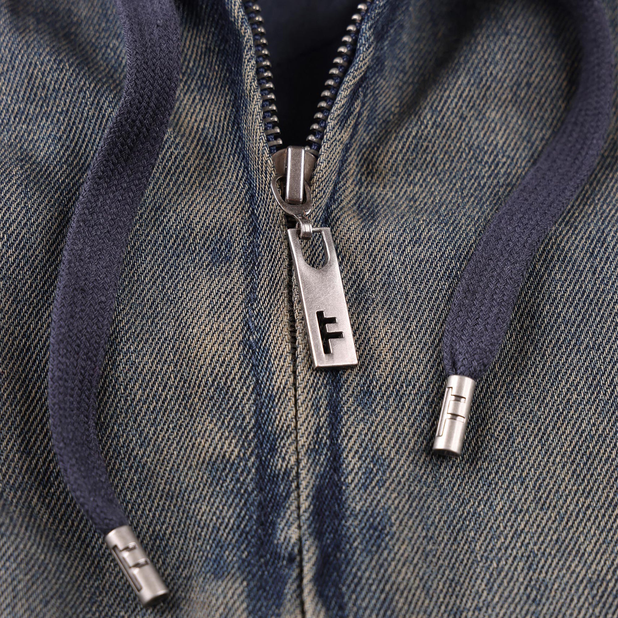 Former Enigma Hooded Denim Jacket Dark Blue