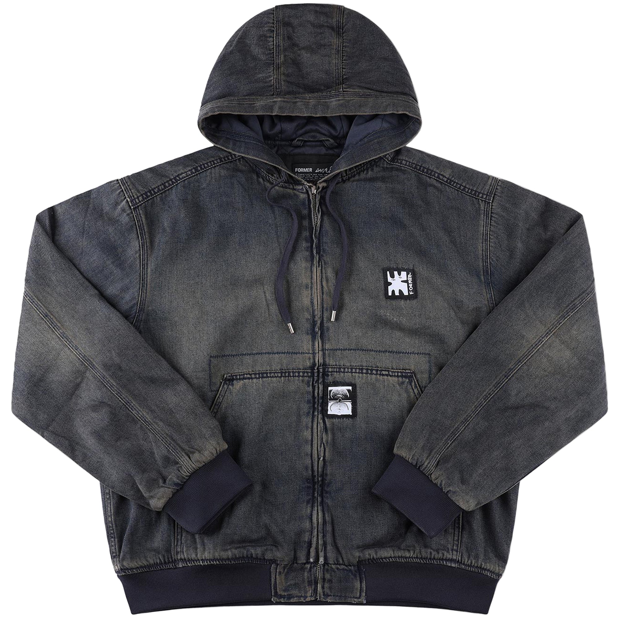 Former Enigma Hooded Denim Jacket Dark Blue