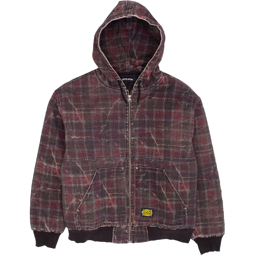 Fucking Awesome Distressed Plaid KO Work Jacket Brown/Maroon