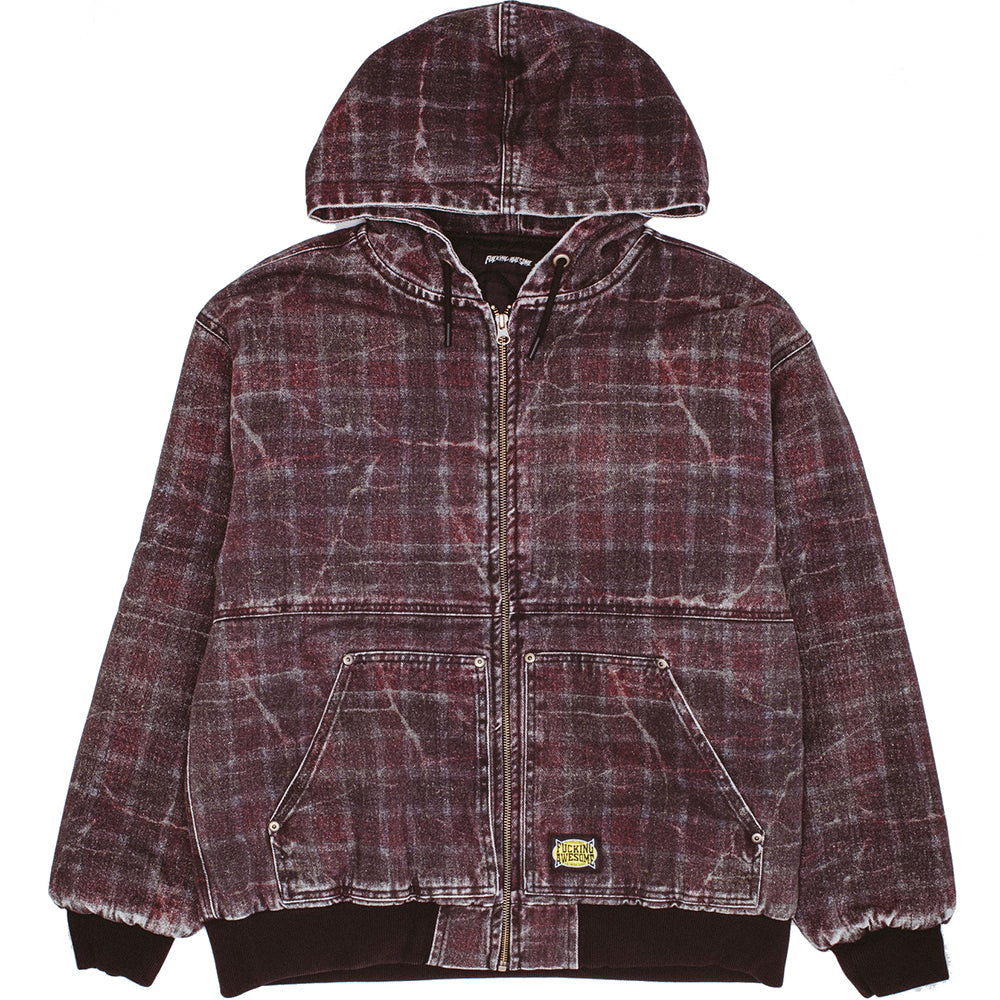 Fucking Awesome Distressed Plaid KO Work Jacket Brown/Maroon