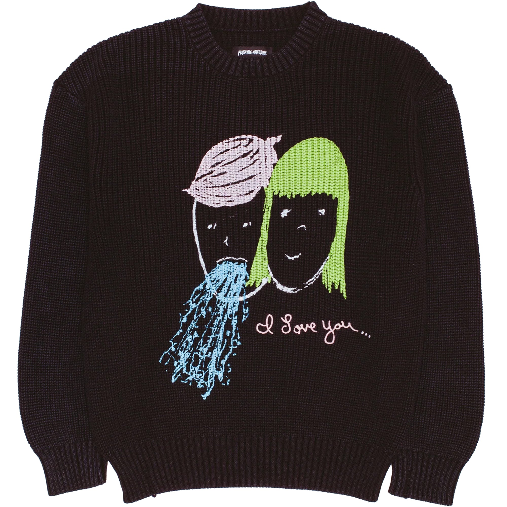 Fucking Awesome I Love You Overdyed Sweater Black