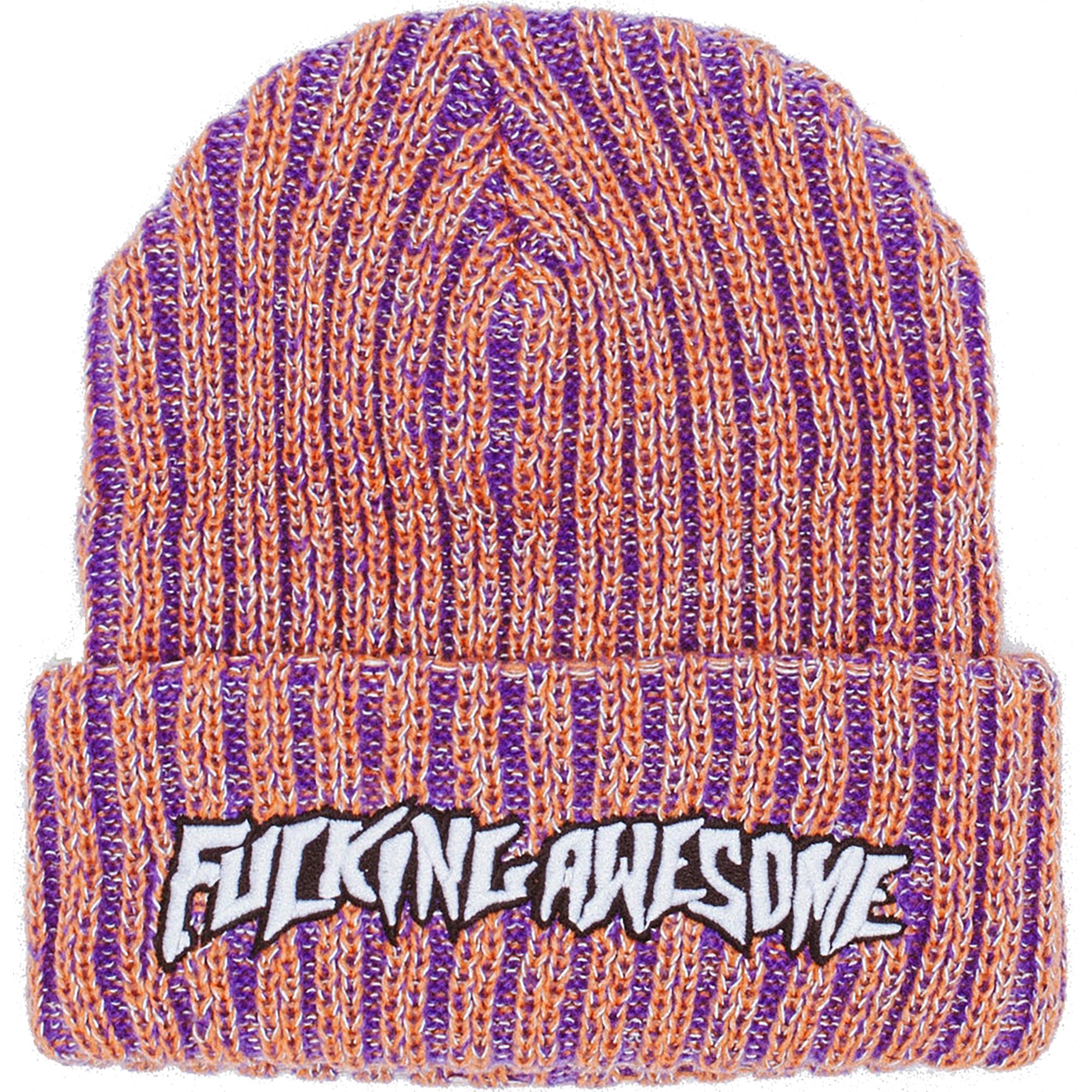 Fucking Awesome Reflective Stripe Beanie Orange/Purple