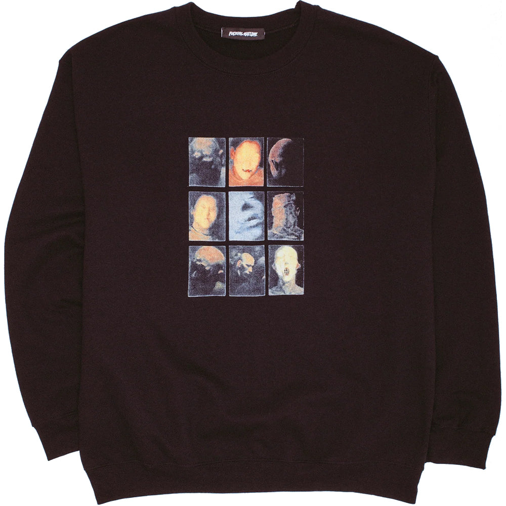 Fucking Awesome Hologram Faces Crewneck Black