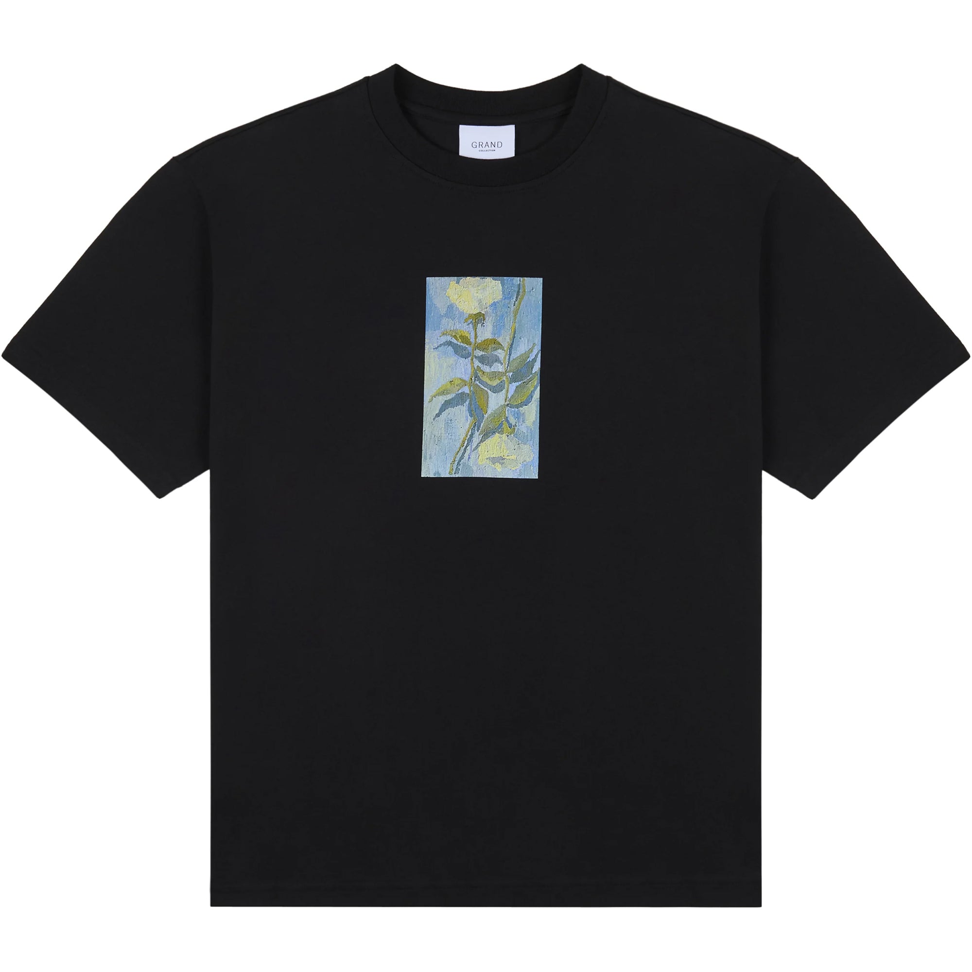 Grand Collection Connor White Roses Tee Black