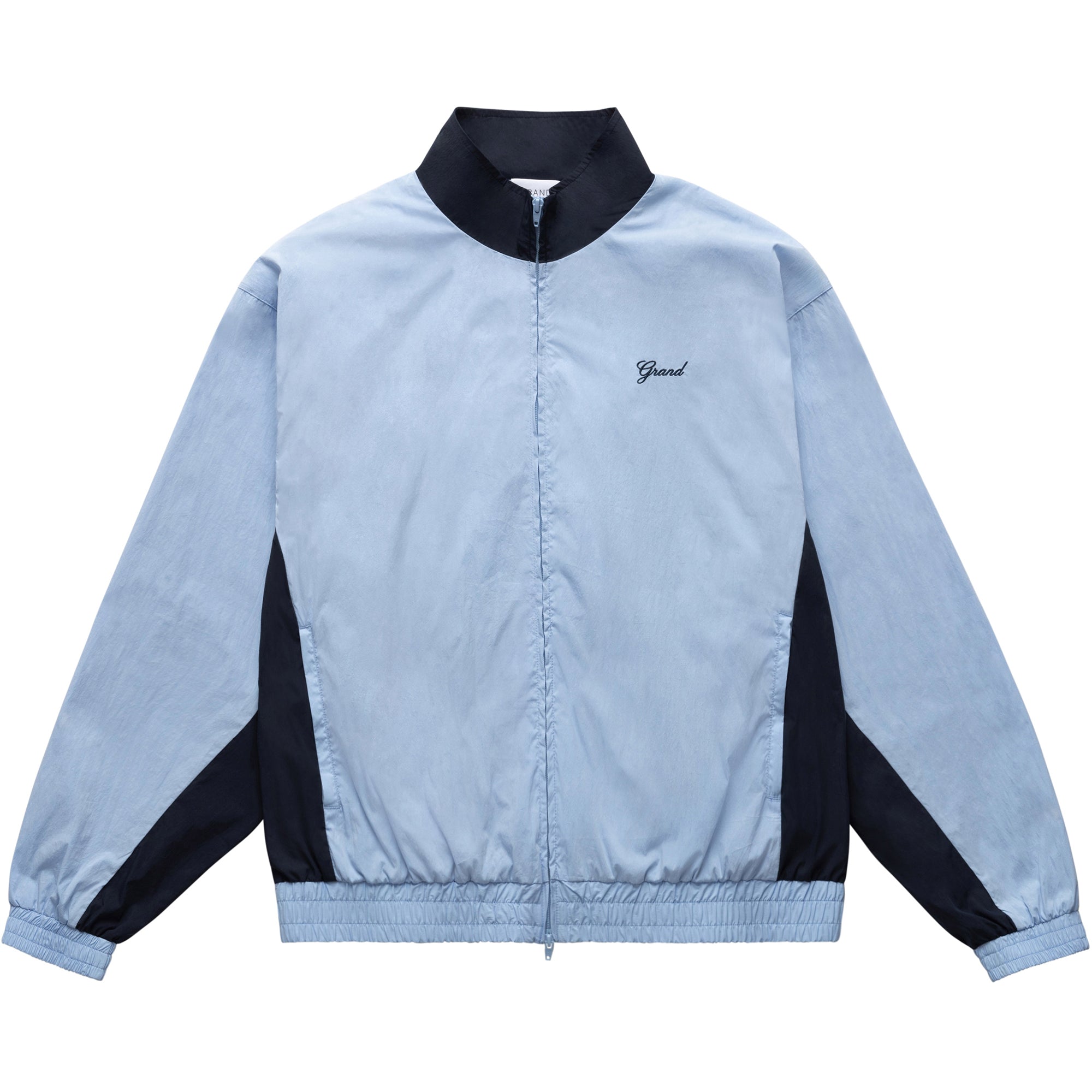 Grand Collection Cotton/Nylon Track Jacket Powder Blue/Midnight Navy
