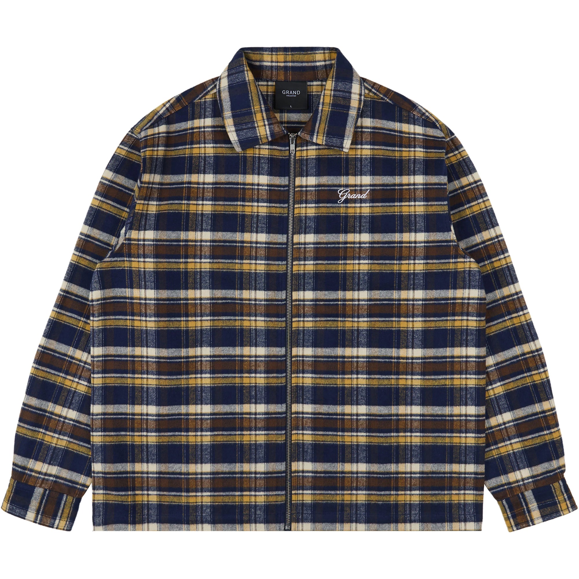 Grand Collection Japanse Cotton Overshirt Yellow/Espresso