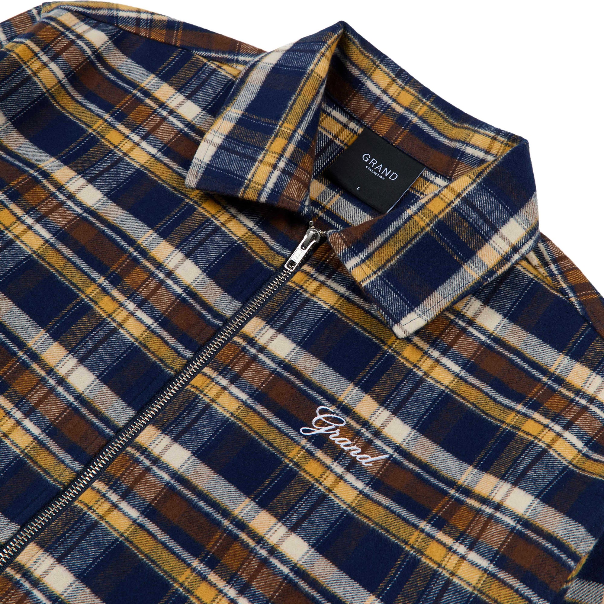 Grand Collection Japanse Cotton Overshirt Yellow/Espresso