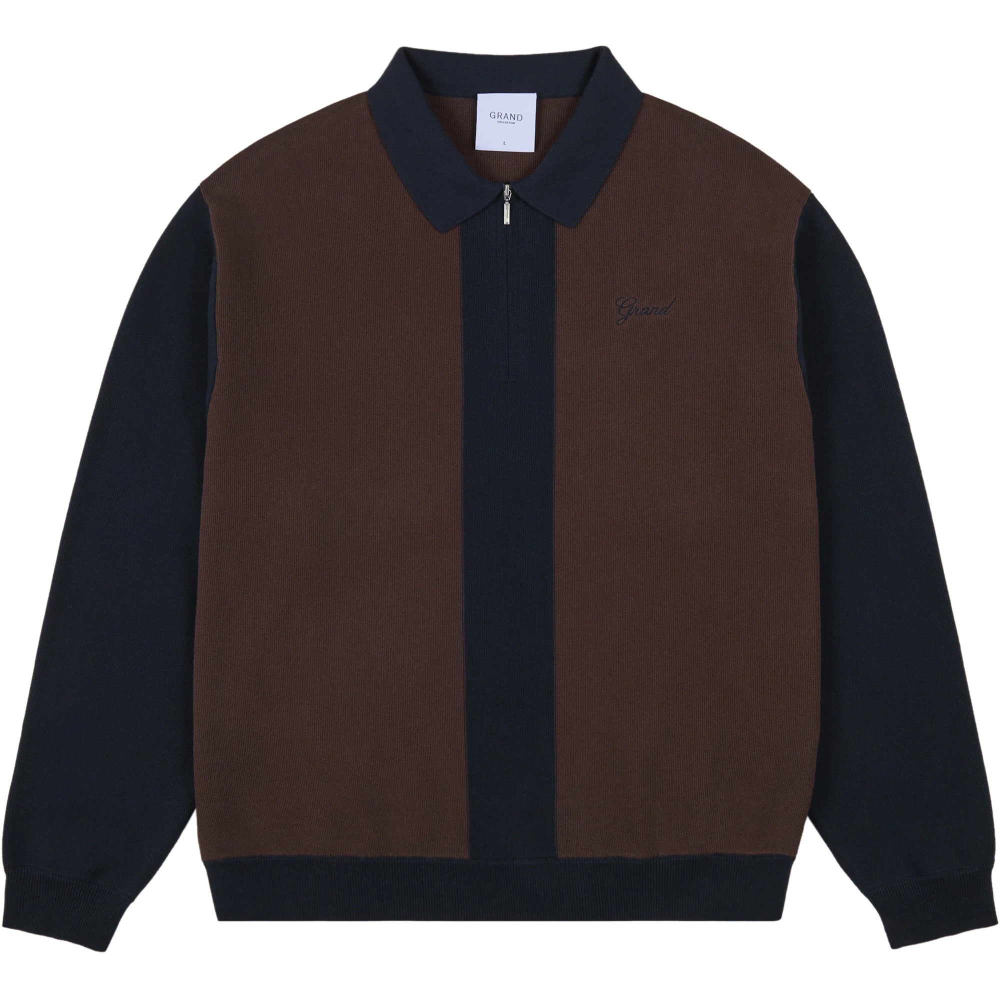 Grand Collection Knit Quarter Zip Espresso/Navy