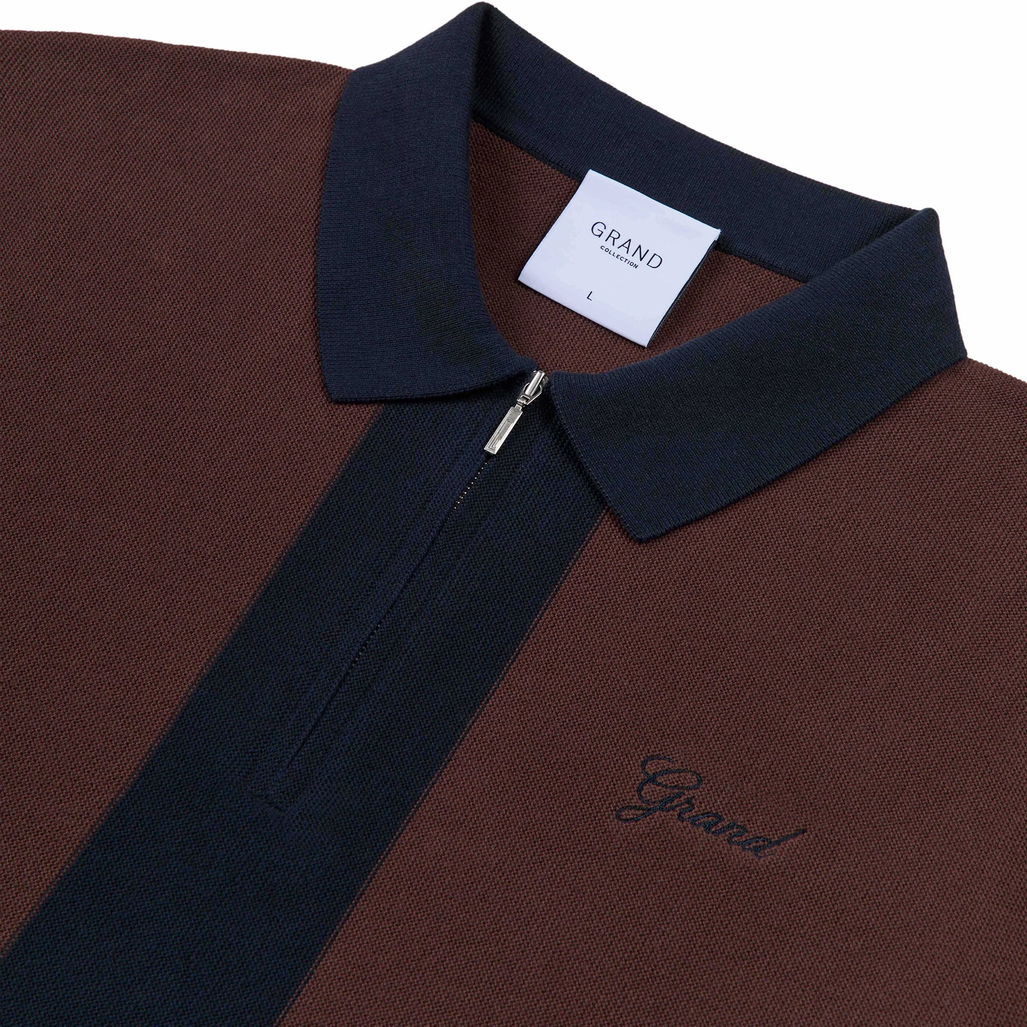 Grand Collection Knit Quarter Zip Espresso/Navy