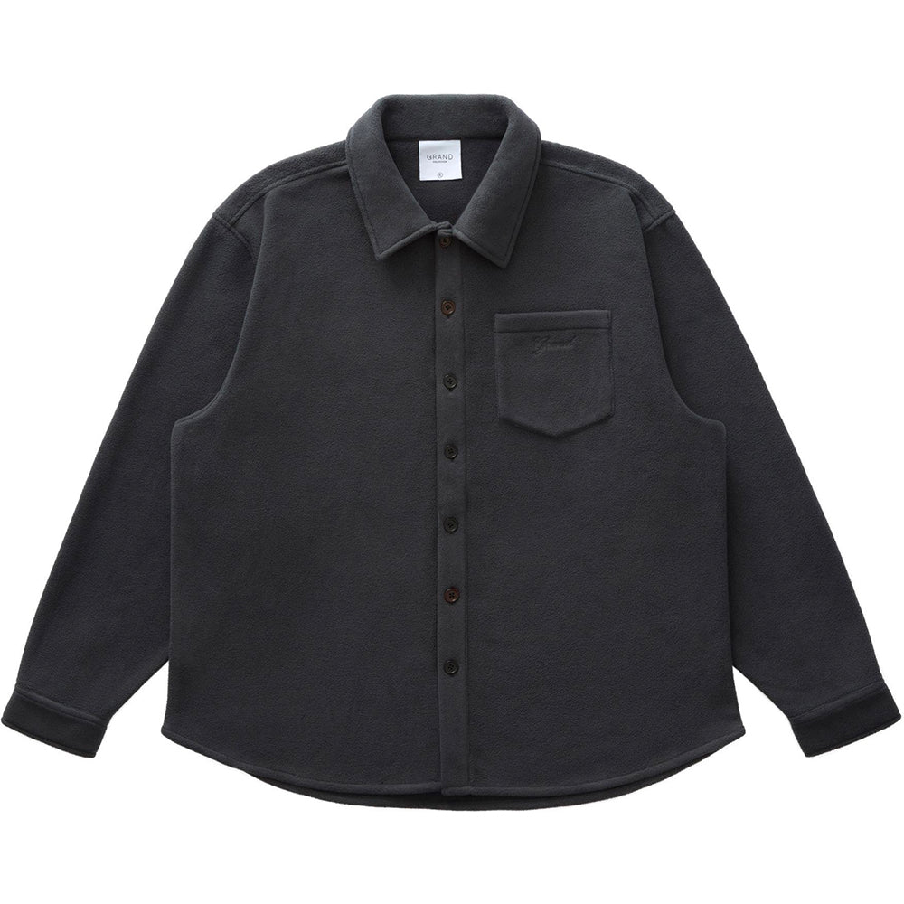Grand Collection Polar Fleece Button Up Overshirt Grey