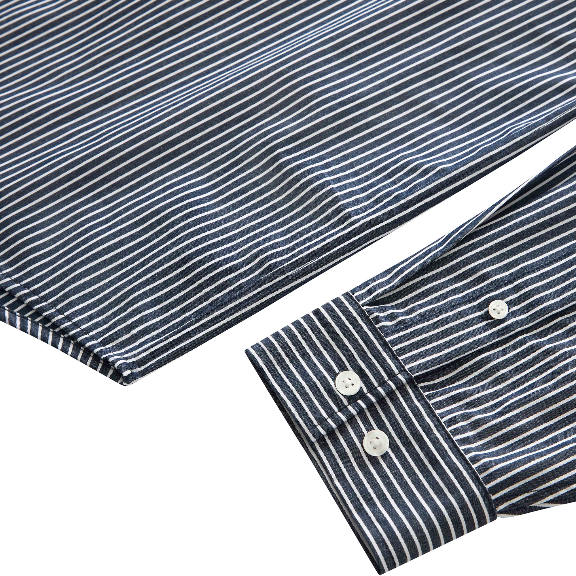 Grand Collection Striped Poplin Shirt Navy