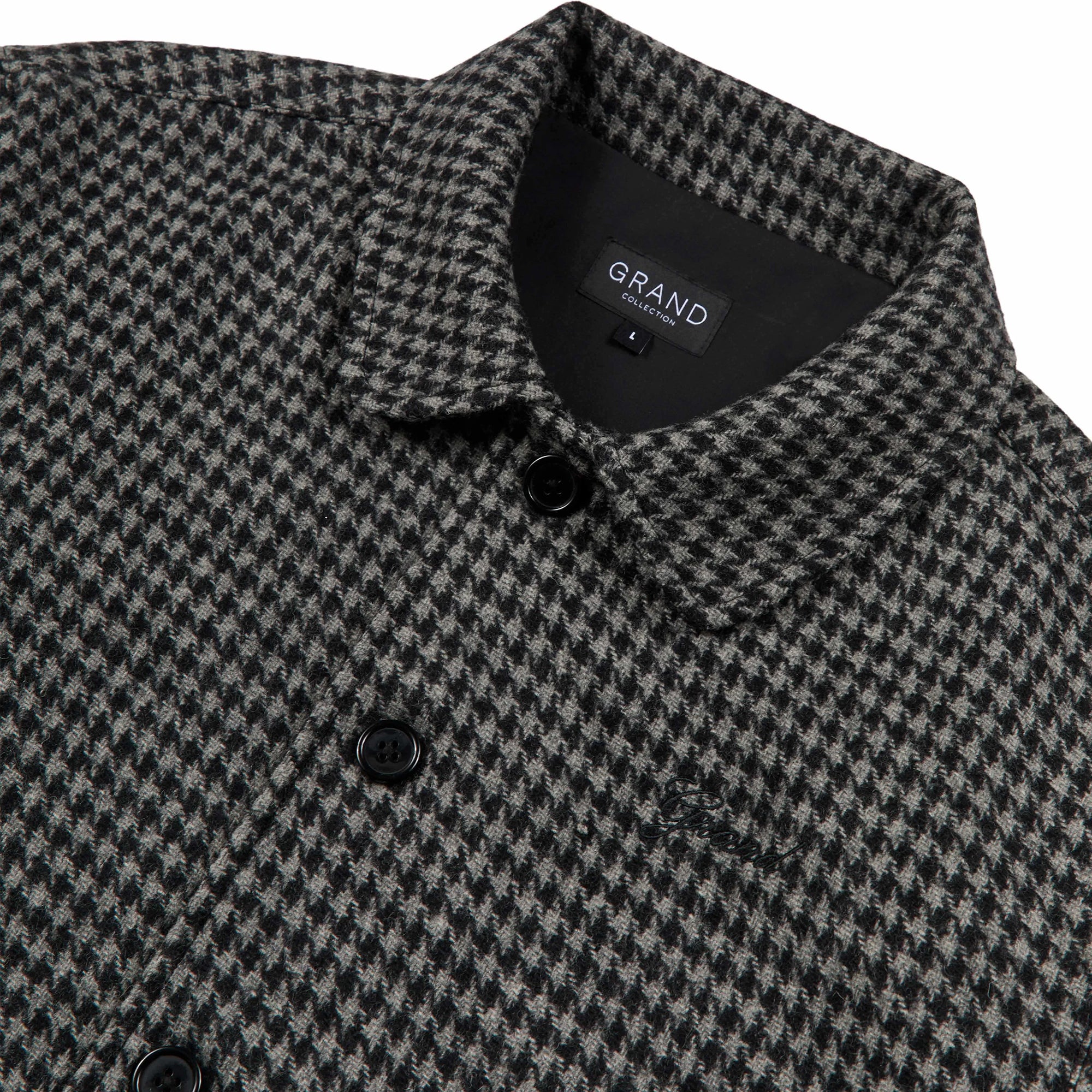 Grand Collection Wool Houndstooth Blouson Jacket Black/Grey