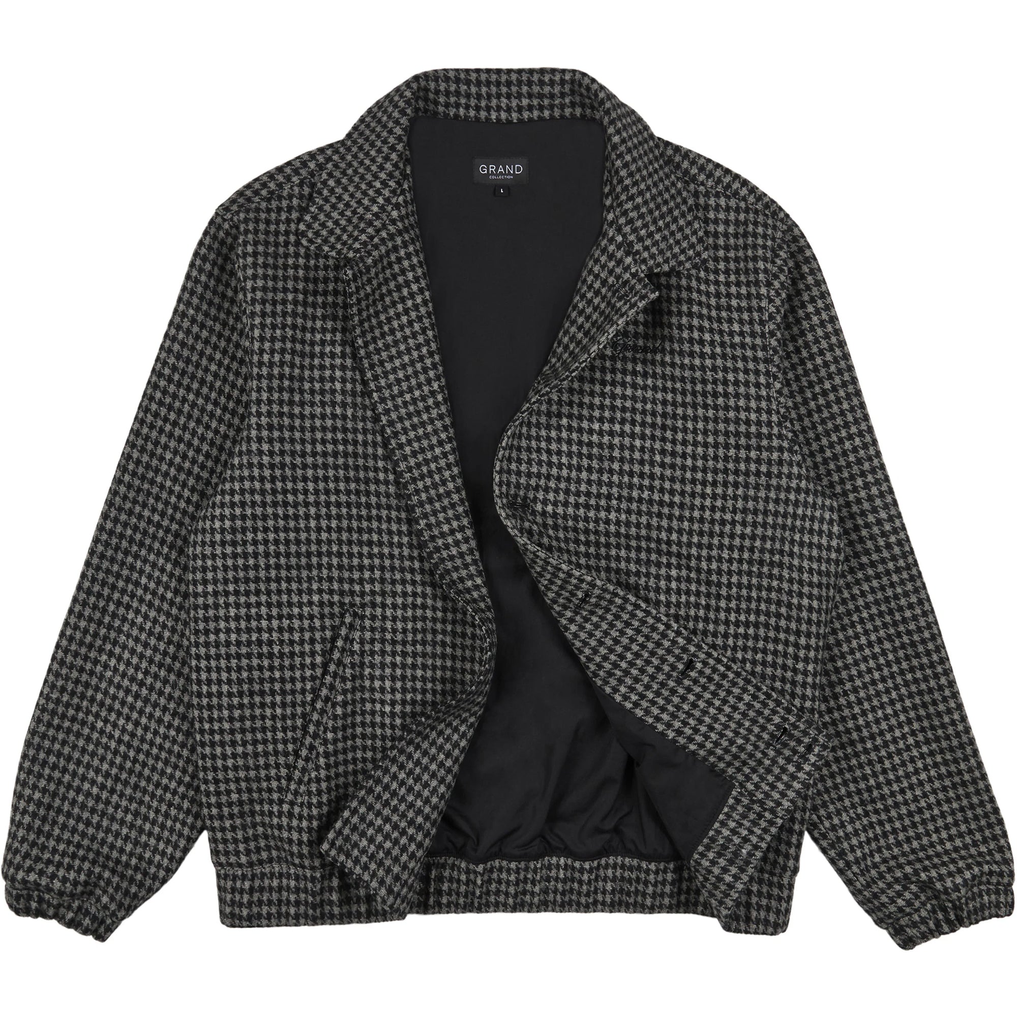Grand Collection Wool Houndstooth Blouson Jacket Black/Grey