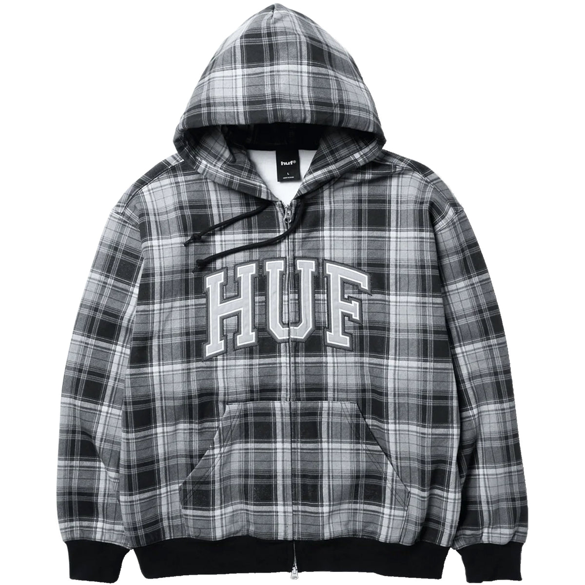 HUF Arch Plaid Heavyweight Zip Hoodie Black
